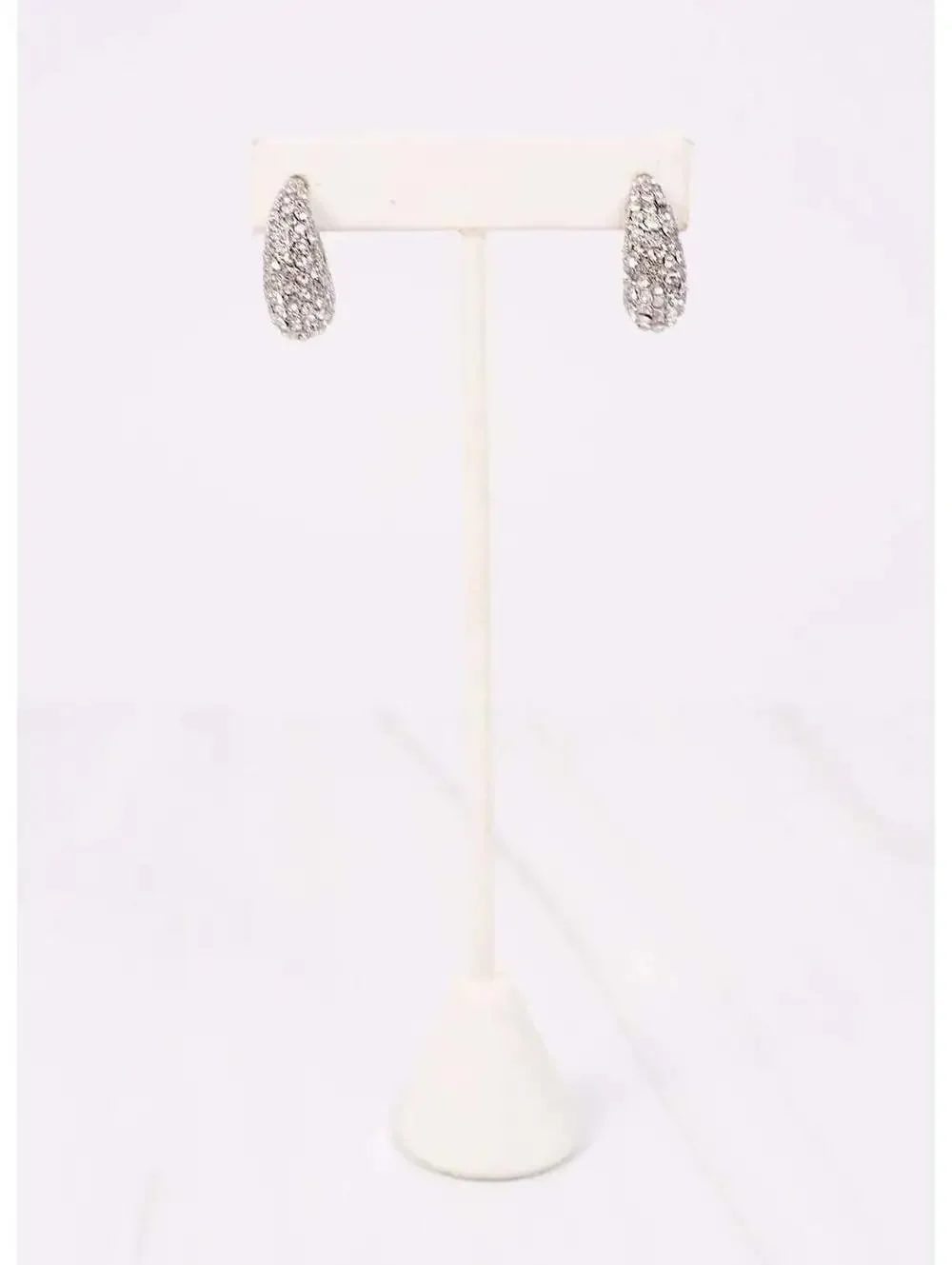 Caroline Hill Mossleigh Silver Cubic Zirconia Pave Chunky Hoop Earrings